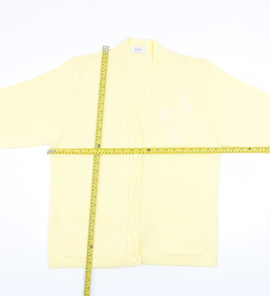 Womens UK Size L Care Yellow Cardigan Jumper