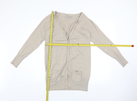 Womens UK Size 14 Zara Beige Cardigan Jumper
