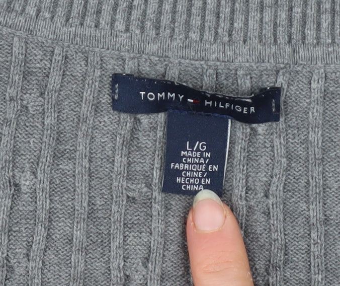 Mens UK Size L Tommy Hilfiger Grey Pullover Jumper