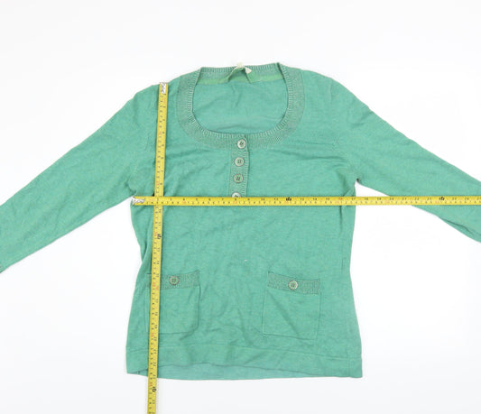 Womens UK Size L Linea Weekend Green Henley Jumper