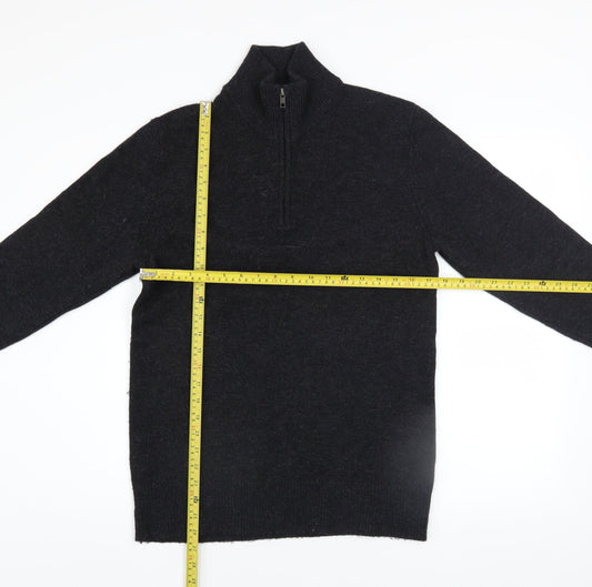 Mens UK Size S The White Company Black 1/2 Zip Jumper