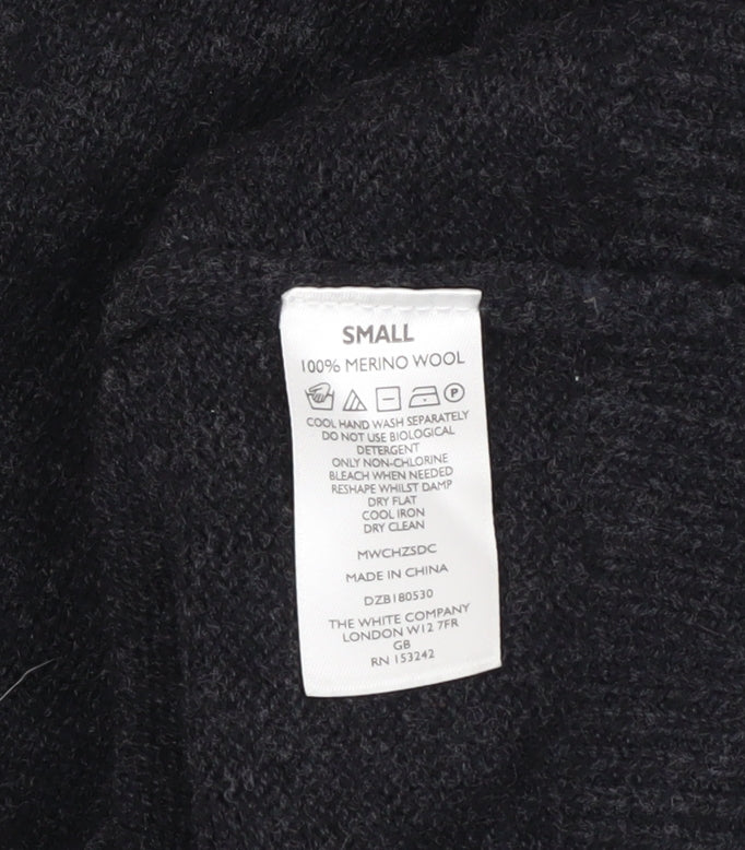 Mens UK Size S The White Company Black 1/2 Zip Jumper