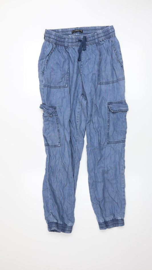 Womens UK Size S Dunnes Stores Relaxed Fit Cargo Blue Trousers