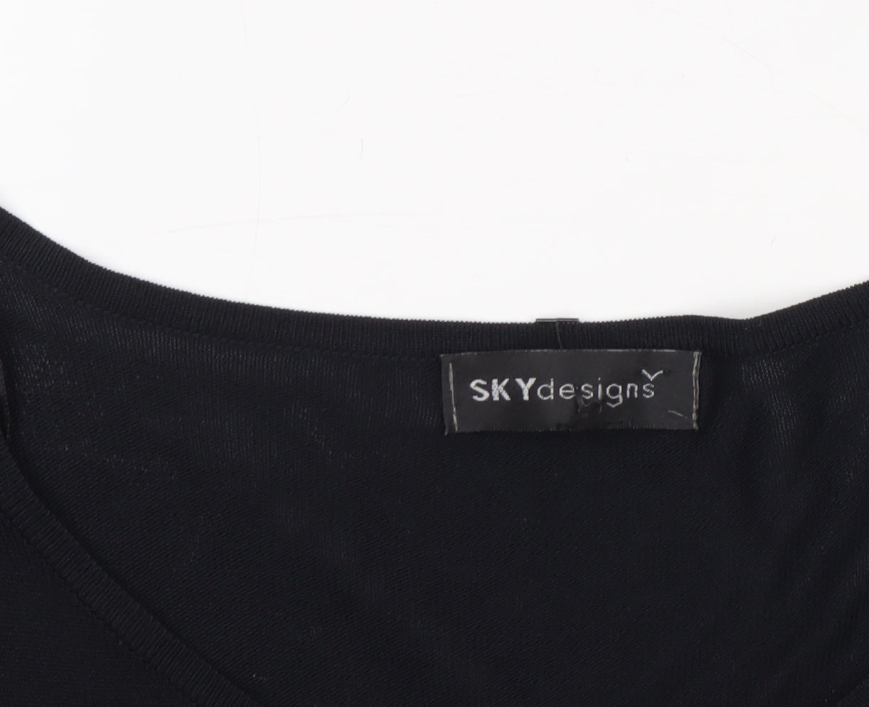 Womens UK Size 4 SKY Designs Black Basic T-Shirt
