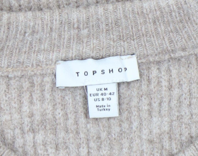 Womens UK Size M Topshop Beige Pullover Jumper