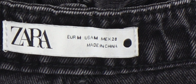 Womens UK Size M Zara Relaxed Fit Mom Black Jeans