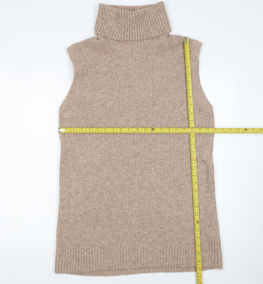 Tu Women Beige Sleeveless Roll Neck Knit Shift Dress Size 12