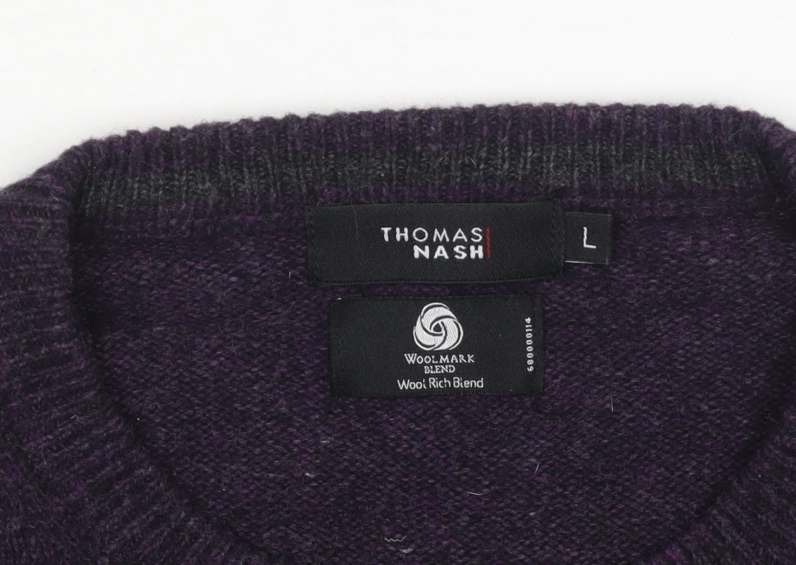 Mens UK Size L Thomas Nash Purple Pullover Jumper