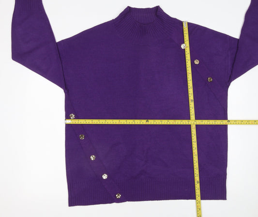 Next Women’s Purple Mock Neck Button Detail Jumper Size L