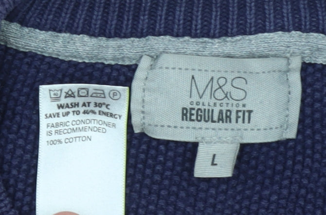 Mens UK Size L Marks and Spencer Blue Pullover Jumper