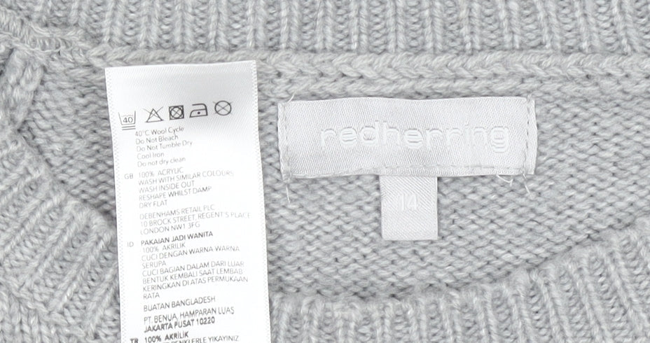 Womens UK Size 14 Red Herring Grey Pullover Jumper
