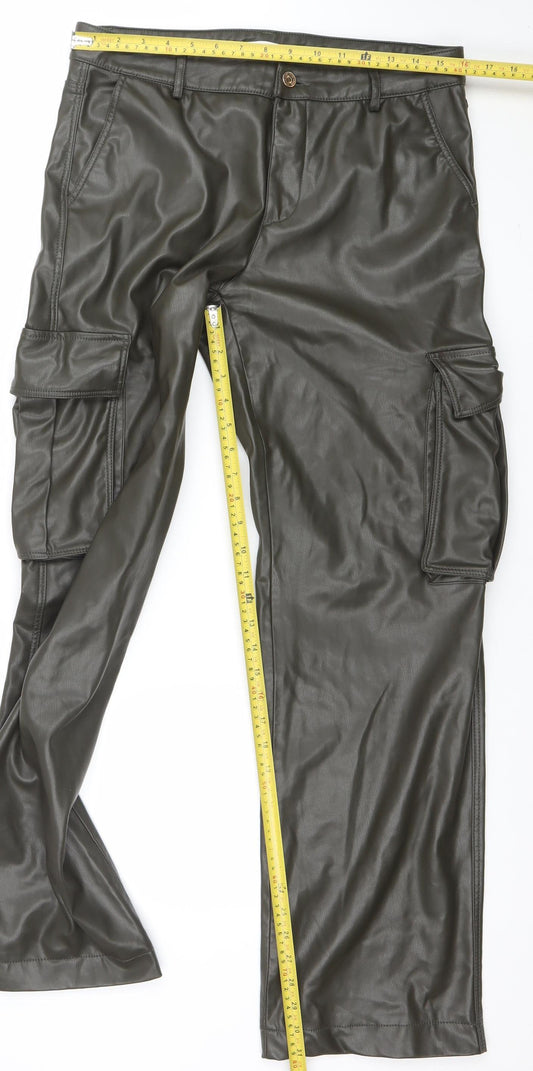 Womens UK Size 12 Zara Regular Fit Cargo Brown Trousers