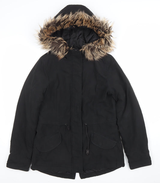 Womens UK Size S Only Black Parka Coat