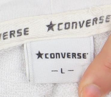 Womens UK Size L Converse White Pullover Hoodie