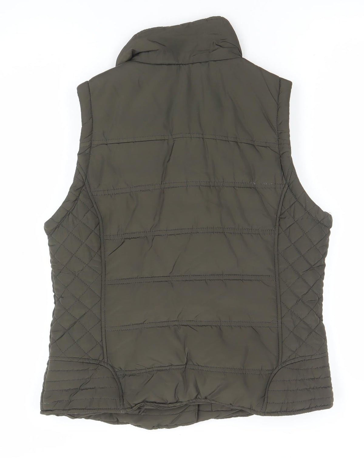 Brand and care label for Denim Co Women Khaki Quilted Waistcoat, size 12, Zip Padded Vest