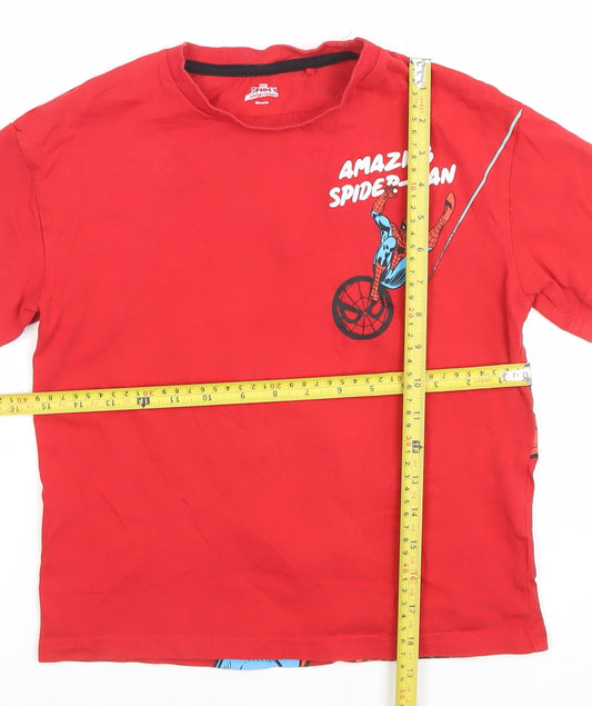 Boys UK Size 7-8 Years Marvel Red Basic T-Shirt