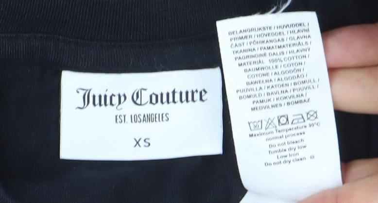 Unisex Adults UK Size XS Juicy Couture Black T-Shirt