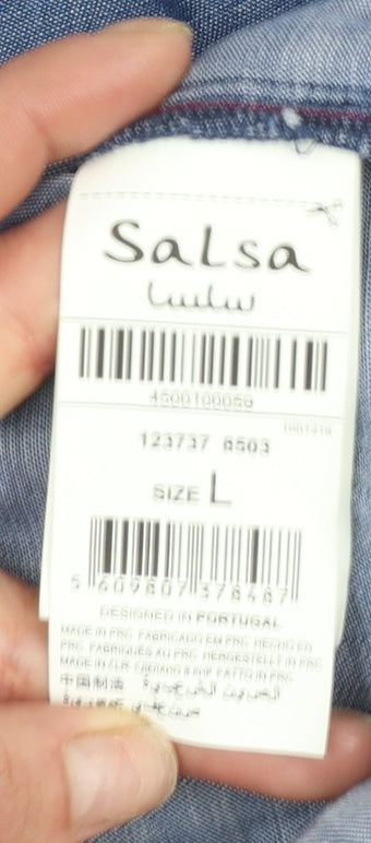Womens UK Size L Salsa Blue Wrap Blouse