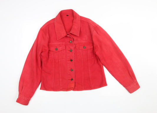 St. Bernard Women's Red Cotton Basic Denim Jacket Size 10