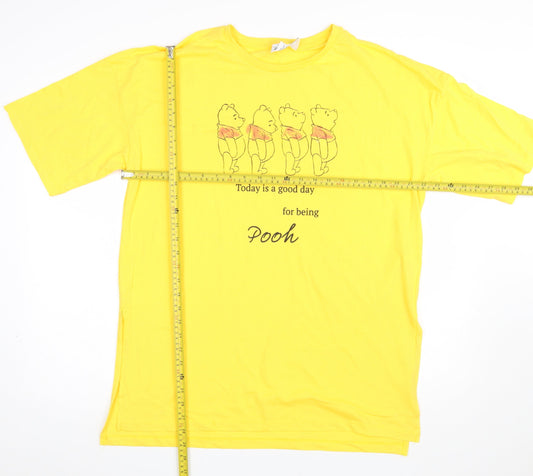 Disney Winnie The Pooh Yellow Women's Nightshirt T-Shirt Style Size 12