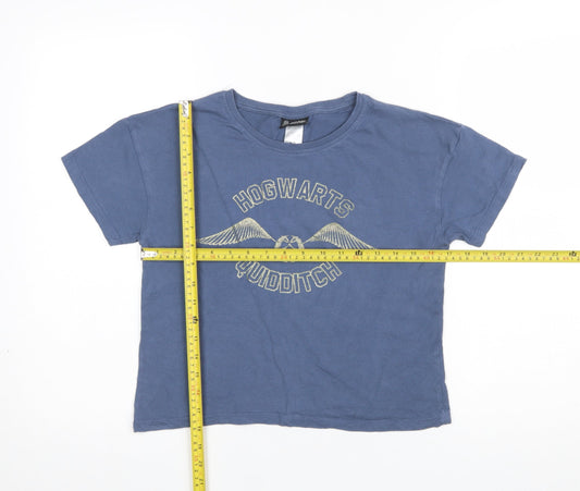 Womens UK Size 12 Harry Potter Blue Cropped T-Shirt