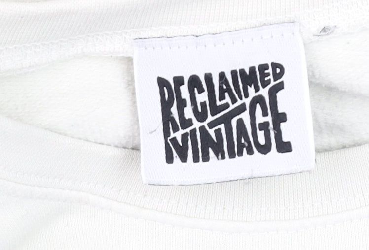 Womens UK Size 10 Reclaimed Vintage White Pullover Sweatshirt