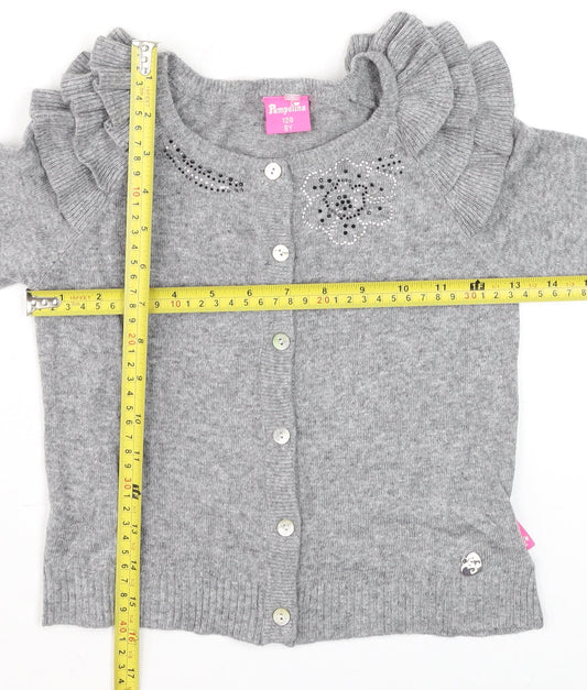 Girls UK Size 8 Years Pampolina Grey Cardigan Jumper