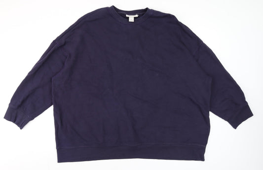 Additional front view of Monki unisex blue xl cotton crew neck pullover sweatshirt