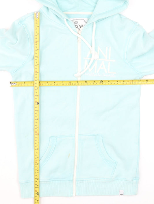 Womens UK Size 8 Animal Blue Full Zip Hoodie