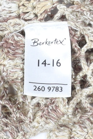 Womens UK Size 14 Berkertex Beige Cropped Blouse