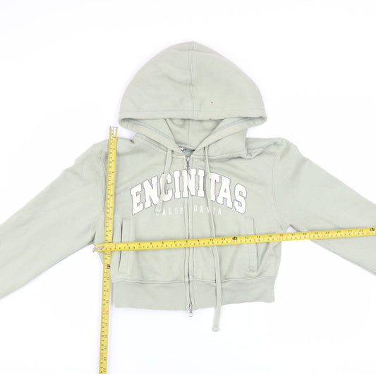 Womens UK Size S Bershka Green Full Zip Hoodie