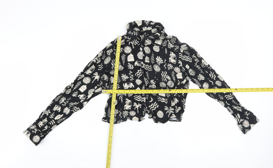 Womens UK Size S Pull&Bear Black Cropped Blouse