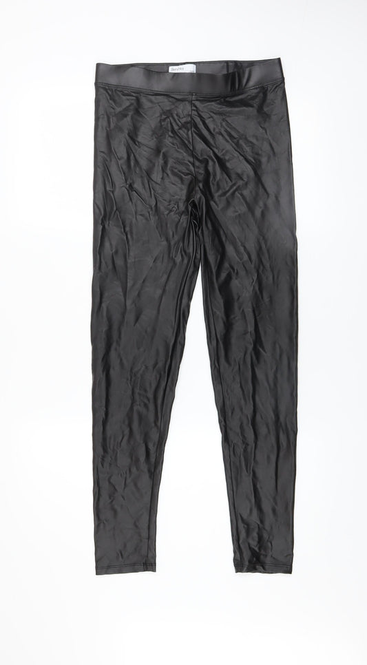 Womens UK Size M Bershka Slim Fit Leggings Black Trousers