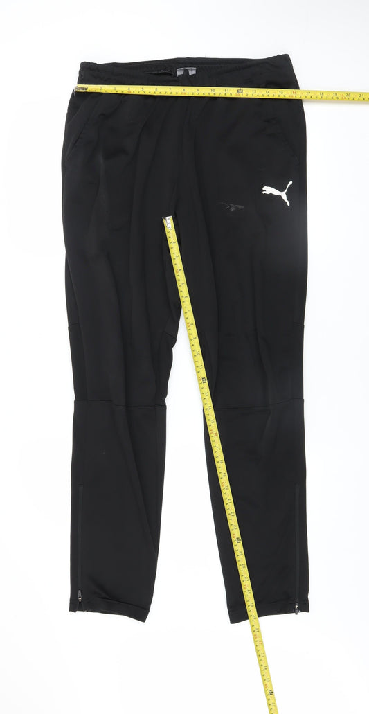Mens UK Size L PUMA Regular Fit Track Pants Black Trousers