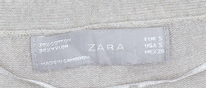 Mens UK Size S Zara Beige Cardigan Jumper