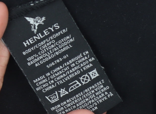 Mens UK Size M Henleys Black T-Shirt