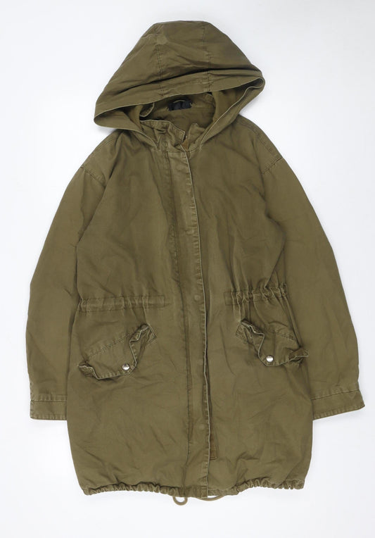 Womens UK Size 10 Topshop Green Parka Coat
