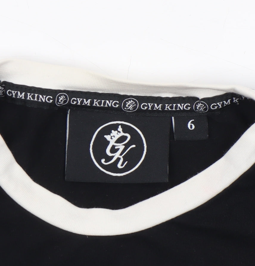 Womens UK Size 6 Gym King Black Cropped T-Shirt
