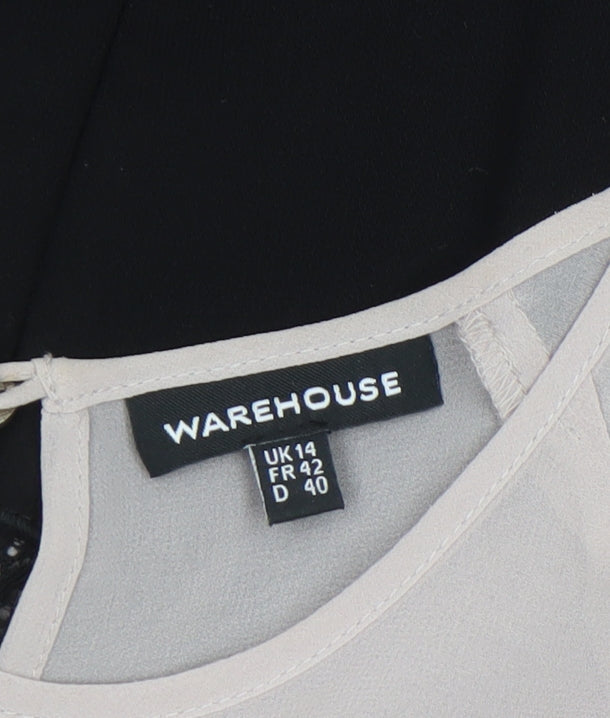 Womens UK Size 14 Warehouse One-Piece Black Playsuit