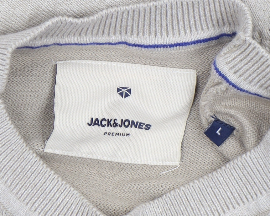 Mens UK Size L JACK & JONES Beige Pullover Jumper