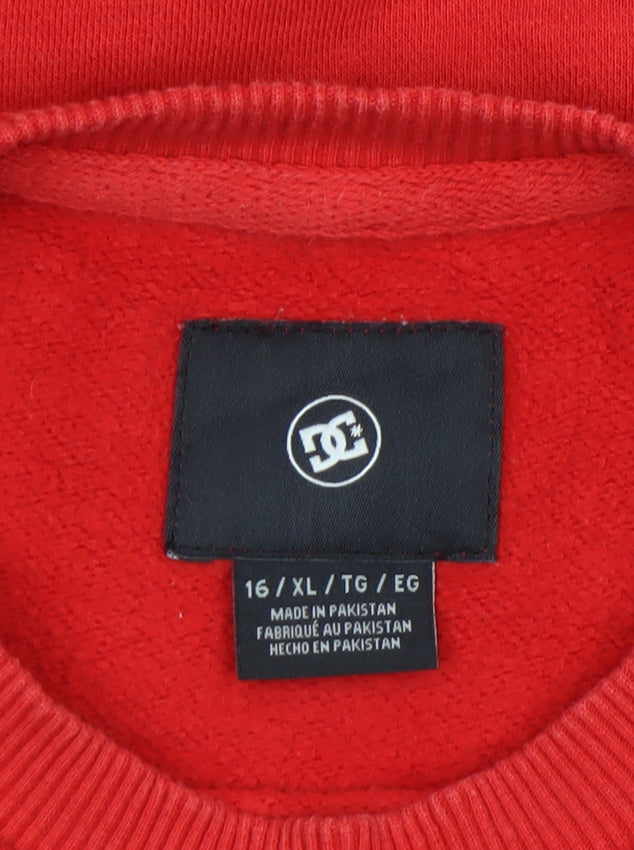 Additional view of DC Shoes boys’ red xl 16 sweatshirt pullover fleece crew neck logo top