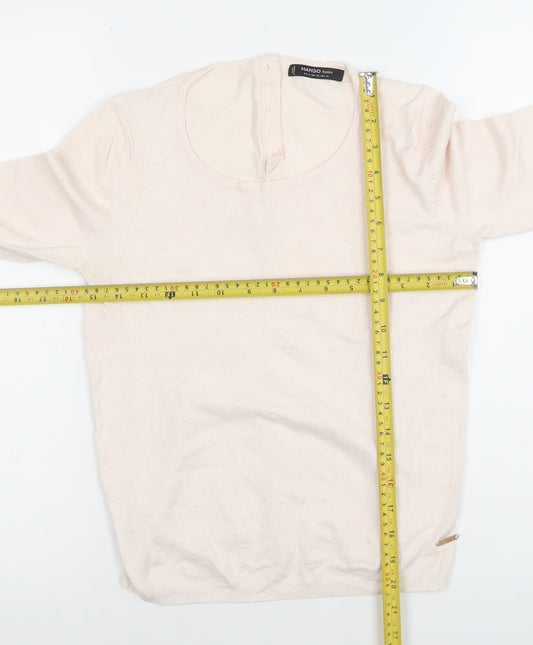 Womens UK Size S Mango Beige Basic Blouse