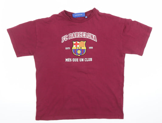 Boys UK Size 12-13 Years FC Barcelona Red Basic Jersey T-Shirt