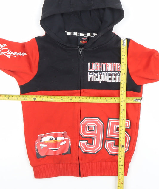 Boys UK Size 4-5 Years Disney Red Full Zip Hoodie