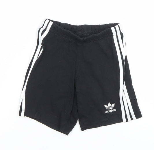 Additional front view of Adidas boys’ black 2-3 years athletic shorts with elastic waist
