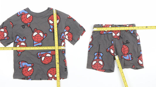 H&M Boys Grey Spider-Man Short Sleeve Outfit Set 2-3 Years 100% Cotton