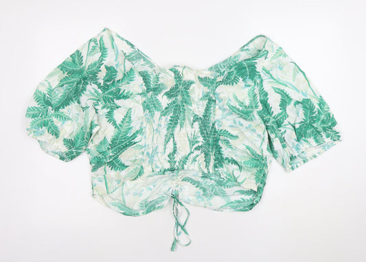 Womens UK Size 18 H&M Green Cropped Blouse