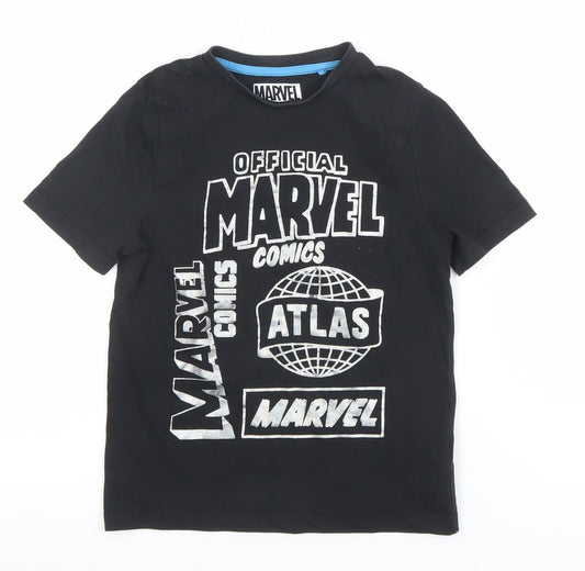 Boys UK Size 5-6 Years Marvel Black Basic T-Shirt