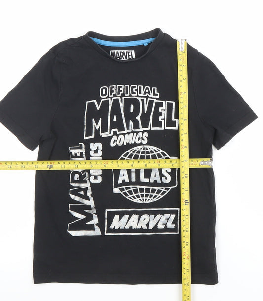 Boys UK Size 5-6 Years Marvel Black Basic T-Shirt