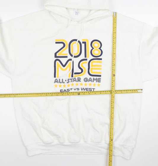 Mens UK Size XL Gildan White Pullover Hoodie
